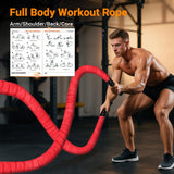 Brobantle Battle Rope 2 Inch Diameter,Red 30FT Exercise Workout Ropes for Home Gym Heavy Weighted Training Rope for Working Out