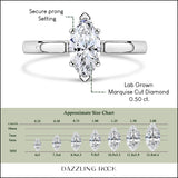 Dazzlingrock Collection 0.50 Cttw Marquise Lab Grown White Diamond V-Prong Solitaire Engagement Ring for Women in 925 Sterling Silver, Size 7