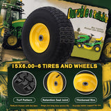 Wiltire 15x6.00-6 Tire and Wheel Assembly (2 Pack),Replacement Riding Lawn Mower Front Tires - With 3" Centered Hub and 3/4" Bushings (Extra 5/8" Bushings)
