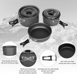 Lixada 10pcs Camping Cookware Mess Kit, Non-Stick Lightweight Stackable Pot Pan Bowls Camping Cooking Set with Storage Bag, Portable Outdoor Cookware Accessories for Backpacking Hiking Picnic