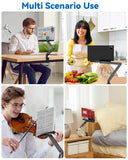 YCNEW Desk Clamp Acrylic Book Stand for Reading, Ergonomic Design Adjustable Height up to 20 inches with Rotating Bases Cookbook Stand, Suitable for Recipe, Sheet Music, Tablet(Gray)