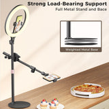 LULED 11" Desk Ring Light, Ring Light with Tripod Stand, Overhead Phone Mount for Video Recording & Tripod for Cooking, Live Streaming TikTok & YouTube, with Bluetooth Remote Compatible with iPhone