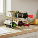 Buruis 6-Bottle Wine Rack, Modern Metal Countertop Wine Holder Stand for Kitchen, Pantry & Cabinet Storage, No Assembly Required, Gold