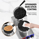 HTTSICHI Commercial Waffle Maker - Belgian Waffle Maker w/Non-stick Baking Pan and 550℉ Heating, 1200W Rotating Waffle Iron for 1.2" Thick