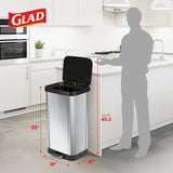 Large Metal Kitchen Garbage Bin with Soft Close Lid, Foot Pedal and Waste Bag Roll Holder, 20 Gallon