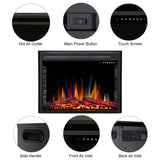 R.W.FLAME 36" Electric Fireplace Insert,Recessed Electric Stove Heater, 5 Color Adjustable Flames, 8 H Timer, 5 Brightness Settings, 750/1500W Touch Screen, Remote Control (36" X 27")