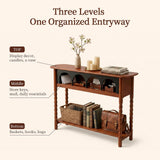 NKGIAG 100% Solid Wood Console Table for Entryway with 3-Tier Storage
