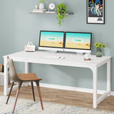 Computer Desk, 63 x 31.5 inch Large Executive Office Desk Computer Table Study Writing Desk | White Tribesigns