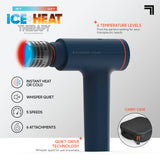 Sharper Image Deep Tissue Percussion Massage Gun, Powerboost Versa Hot & Cold Rechargeable Handheld Massager, 5 Adjustable Speeds, 6 Attachment Heads & Carrying Case, for Muscle Pain Relief, Blue