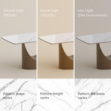 POVISON 63" Modern Dining Table for 4, Glossy White Dining Table, Sintered Stone Dining Tabletop with Bronze Carbon Steel Pedestal Table for Dining Room (Table Only)