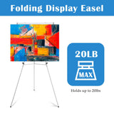 Aluminum Flip Chart Display Easel Stand with Adjustable Floor for Boardroom, Whiteboard, Paper Pads, Signage, 63 1/2'' High, Silver Falling in Art