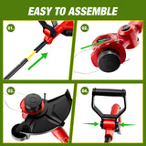 HEINPRO Cordless String Trimmer Compatible with Milwaukee M18 Battery, 12" Electric Weed Wacker, Auto Line Feed, Weed Eater Battery Powered Grass Trimmer, w/ 6 Line Spools, Red (Tool Only)
