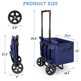 KEDSUM 2 in 1 Folding Shopping Cart, Grocery Cart on Wheels with Waterproof Basket, 330 LBS Large Capacity Heavy Duty for Shopping