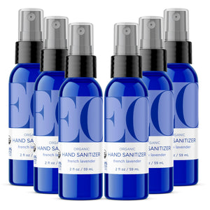 EO Organic Hand Sanitizer Spray, Travel Size, 2 Ounce (Pack of 6), French Lavender, Organic Plant-Based, Botanical Extracts, 99% Effective Against Germs EO