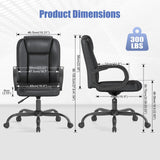 Keratee Executive Office Chair, Leather Desk Computer Chair with Armrests, Mid-Back Swivel Adjustable Ergonomic Design for Home Office, 8PC, Black