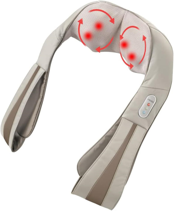 Neck Massager, Heated Shiatsu Neck, Shoulder and Back Massager with 3 Speeds, Changes of Direction, and Convenient Straps Homedics