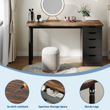 Computer Desk with 5 Drawers, 47 Inch Modern Simple Study Writing Desk with Storage, Rustic Home Office Desk