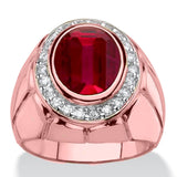 Oseew Mens Created Ruby Ring for Men Sterling Silver/ 10k/14k/18k Gold Created Mens Ruby Gemstone Rings Customized 2-6 Carat Men's Ruby Ring Engagement Ring Promise Ring For him