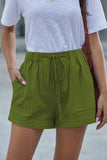 Daspkuwy Women's Shorts Fashion Drawstring Pocketed Casual Lightweight Shorts for Women Comfy Soft Lounge Pajama Cotton Army Green Shorts Women M