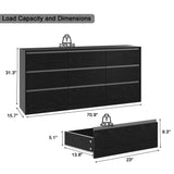 Bobve 70.9” Dresser for Bedroom with 9 Drawers, Large Modern Chest of Drawers with Deep Drawers, Wide Double Dresser Handle Free, Storage Organizer for Bedroom, Living Room, Hallway (Black)