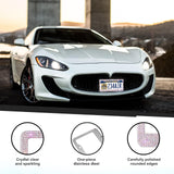 [2 Pack] AB Bling License Plate Frames - 1200+ Hand-Set Iridescent Rainbow Crystals - Rust-Proof Stainless Steel, 100% Street Legal - Girly Car Accessories Gifts for Women (Placas de Carro Mujer)