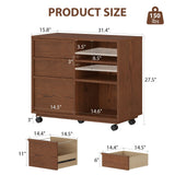 TIMBERKNOWS Solid Wood Lateral Filing Cabinet, 3 Drawer Mobile File Cabinet