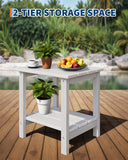 GarveeLife Poly Lumber Rocking Chair Outdoor Set of 4 with 2 Side Table - HDPE High Back Porch Rocker Chairs for Adults - All Weather Resistant Furniture for Patio - White