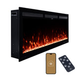 Modern Ember Vibrance 42 Inch Smart Linear Electric Fireplace Insert - Recessed or Wall-Mount, LED Multi-Flame Colors, Alexa/WiFi Enabled - Remote Included - Crystals