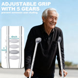 Aluminum Crutches for Kids & Adults, Lightweight Adjustable Crutches for Walking with Comfortable Underarm Pad and Hand Grip & Crutch Bag, 300 LB Weight Capacity, Fitting 4'5"-5'10", 1 Pair