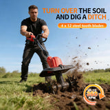 Cordless Electric Tiller for Gardening, Garden Tiller, Cordless Cultivator, Rototiller, 800W Brushless Motor w/ 2X 6.0Ah Batteries, 9" Tilling Width & 6.6" Depth, 360 RPM, 4 Steel Blades, Hand Tiller