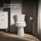 Kohler PureWash M250 Manual Elongated Bidet Toilet Seat, Biscuit, Quiet-Close Lid Prevents Slamming, Cool Water, Easy Installation with Quick-Release Hinges, Adjustable Spray Position & Pressure