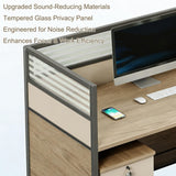 Modern Cubicle Office Workstation Desk with Privacy Panels, Modular Multi-Person Partition Desk, Computer Desk with Storage & for Office, Call Center & Team Workspace (C-Left, 1 P)