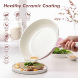 SENSARTE Nonstick Ceramic Frying Pan with Lid 8 Inch Small Omelette Pan Skillet, Free of Intentionally Added PFAS/PTFE Non-toxic Chef's Pan Induction Compatible Pan, Heat Resistant Handle, Sakura Pink