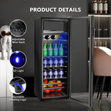 Zyerch Beverage Refrigerator, 180 Can Freestanding Mini Fridge with Glass Door for Soda Beer Wine, Small Drink Dispenser with Adjustable Temperature Control for Home, Office, Black