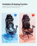 AutoFull M6 Gaming Chair with Climate Control Massage – Ventilated & Heated Seat, 3rd-Gen Active Lumbar Support, 360° Adjustable Armrests, Ergonomic Chair for Gamers & Home Office (Black)