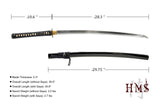 HMS Japanese Samurai Katana and Wakizashi Daisho Combo Set, Warrior and House Tsuba, Hand Forged Heat Tempered, 1045 Carbon Steel, Black Wooden Scabbard
