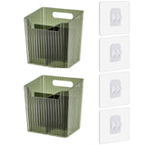 Set Of 2 Storage Organizer Bins Wall Mounted Shower Caddy, Bathroom shelves Stackable Clear Plastic Toothbrush Holder Adhesive Hanging Bin for Bathroom, Kitchen, Cabinet, Shower BPA Free Small (Green)