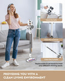 Comvtu Cordless Vacuums, 80,000PRM Powerful Motor Vacuum Cleaner and 2200mAH Rechargeable Battery up to 35 Mins Worktime, 2 Adjustable Modes, Detachable Parts, Wireless Stick Vacuum (Onion White)