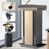 Podium Stand with Wheels, Pulpitos para Iglesias, Double-Layer Storage Pulpit, Lockable Drawer, Comes with Dust Cloth Durable and Mobile Lectern