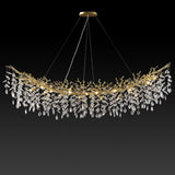 kvtinmty Modern Crystal Gold Chandelier,72" Large Rectangular Chandeliers for Dining Room, Tree Branch Crystal Lving Room Chandelier,Dining Room Over Table Chandeliers,Fixture Height-Adjustable