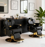 EITPETPORT Barber Chair for Barbershop, Heavy Duty All-Purpose Reclining Salon Chairs for Hair Stylist, Hydraulic Salon Styling Chair for Beauty Spa Shampoo Tattoo Chair Equipment, Modern Black Gold
