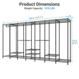 VIPEK V70 Extra Large Clothes Rack Heavy Duty Garment Rack, Freestanding Wardrobe Metal Closet for Hanging Clothes, Bedroom Organizer and Storage, Max Load 1670lbs, Black