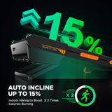 Vitalwalk Walking Pad Treadmill with Incline, Full Deck 15% Auto Incline, Portable Under Desk Treadmills for Home Office, 350LBS, 3.0HP Brushless, 4-Way Move & Vertical Storage, Ambient Light, 40"x16"