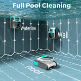 Pleco Pro Cordless Robotic Pool Cleaner, Smart Navigation, 210–240 Min Runtime, Wall Climbing & Waterline Cleaning, Up to 2691 Sq.Ft, Dual-Layer Filtration for Inground Pools(Obsidian White)