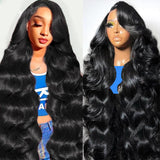 KRKRYQ 40 Inch Body Wave Human Hair Wig Pre Plucked 180% Density 13x6 HD Transparent Lace Frontal Wigs Human Hair Glueless Human Hair Wigs For Women Natural Color
