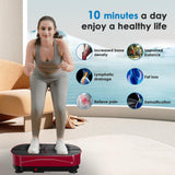 Natini Vibration Plate Exercise Machine, Vibration Plate for Lymphatic Drainage, Whole Body Workout Vibration Fitness Platform (Red)