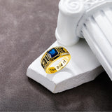 Oseew 2027 Men Graduation Ring High School College Ring (Yellow Gold)