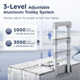 ALPHA CAMP 3 Piece Luggage Sets with Aluminum Frame (20/24/28 Inch，Silver)