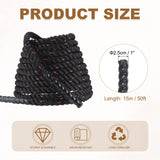 MECCANIXITY Battle Rope 30ft x 1 Inch Polyester Workout Rope Heavy Fitness Exercise Rope for Strength Training Home Gym Muscle Building, Black Red