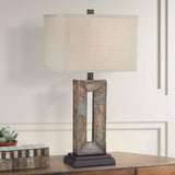 Franklin Iron Works Tahoe Small Rustic Traditional Style Table Lamps 26" High Set of 2 Natural Stale Open Base Rectangular Box Shade for Living Room Bedroom House Bedside Home (Colors May Vary)